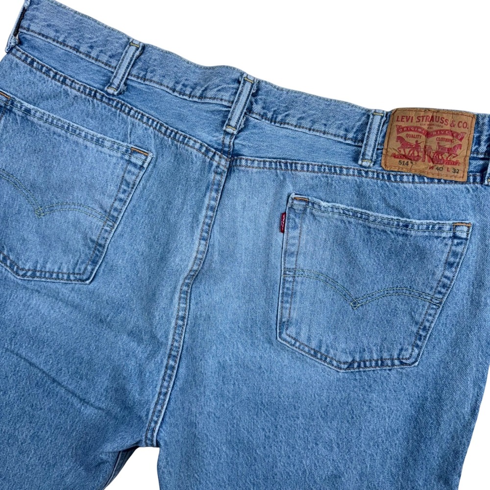 Levi's 514 Straight Leg Jeans Mens 40x32 Light Wash Blue Classic Denim Pants